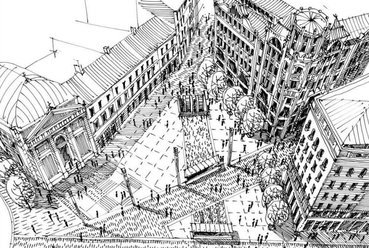 A Deák tér rendezése élhető köztérré varázsolja a szigorúan beépített területet...
