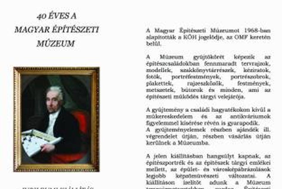 40 éves a Magyar Építészeti Múzeum