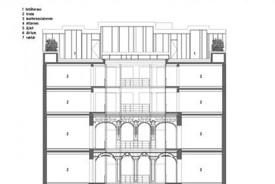 Deák Palota metszet, forrás: EEA Budapest Építésziroda