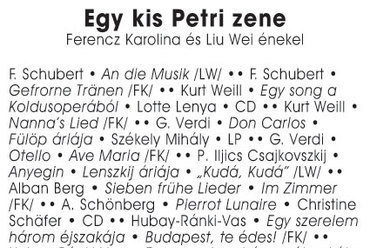 Egy kis Petri zene - az est programja