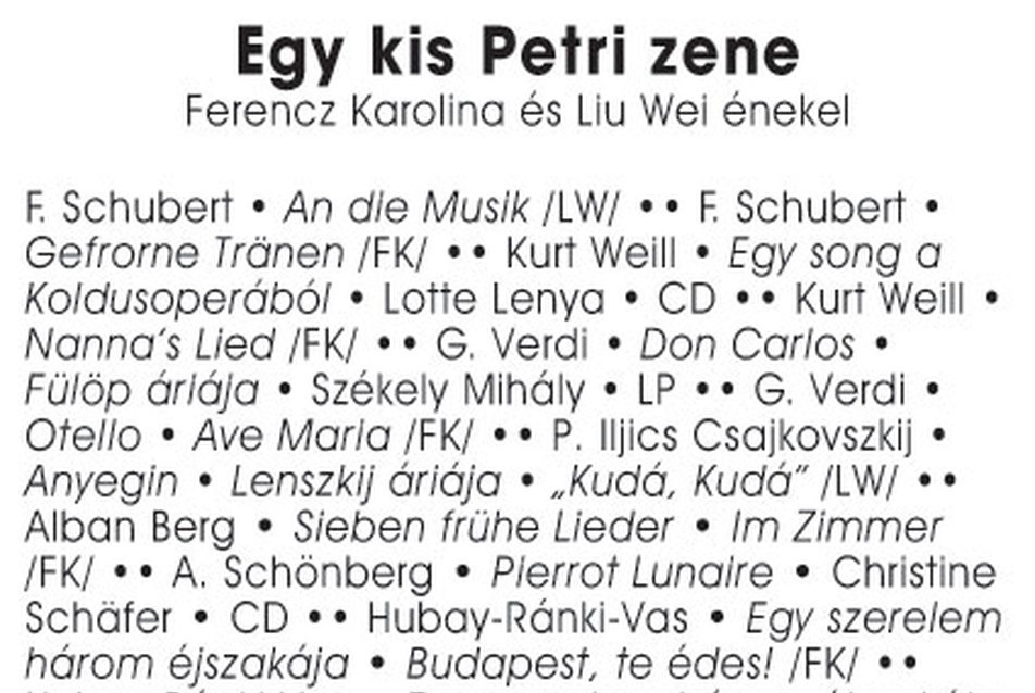 Egy kis Petri zene - az est programja