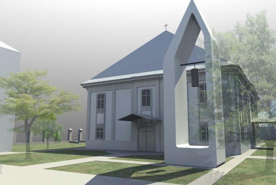 Templomtorony a győri Insula Lutherana tömbben - Lőke Ferenc, Borka Andrea