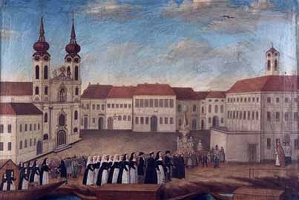 Az első Erzsébet apácák megérkezése Budára 1785-ben. Festmény, Szent Anna Plébánia