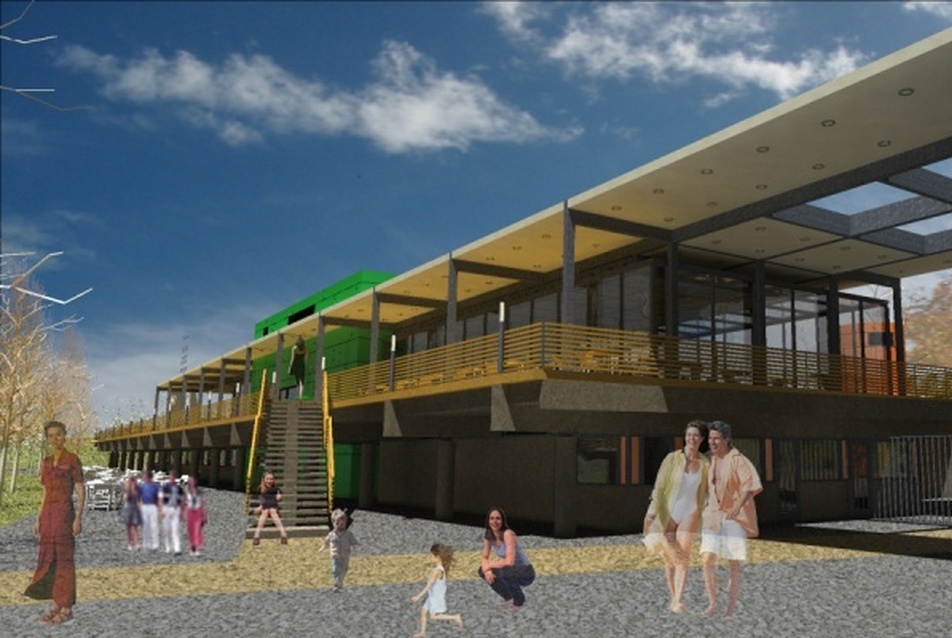 Bercsényi strand fejlesztése, főépület - vezető tervező: Szécsi Zoltán