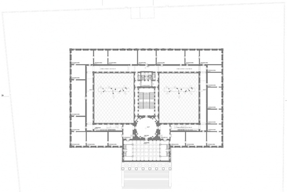 Nemzeti Múzeum pályázat, vezető tervező: Balázs Mihály - második emelet alaprajza