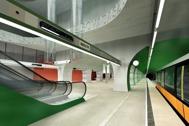 4-es metró - Rákóczi téri állomás. Tervező: Budapesti Műhely Kft.