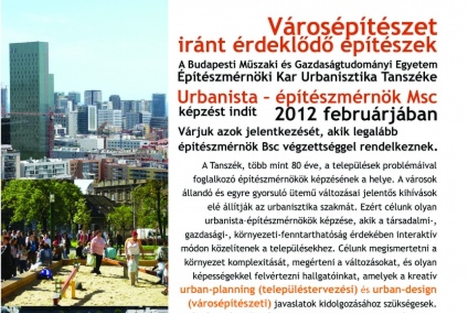 Urbanista-építészmérnöki MsC képzés