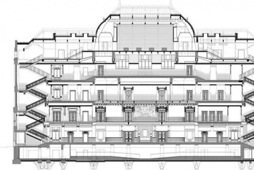 Zeneakadémia - I-I metszet a Liszt Ferenc téri szárnyon keresztül