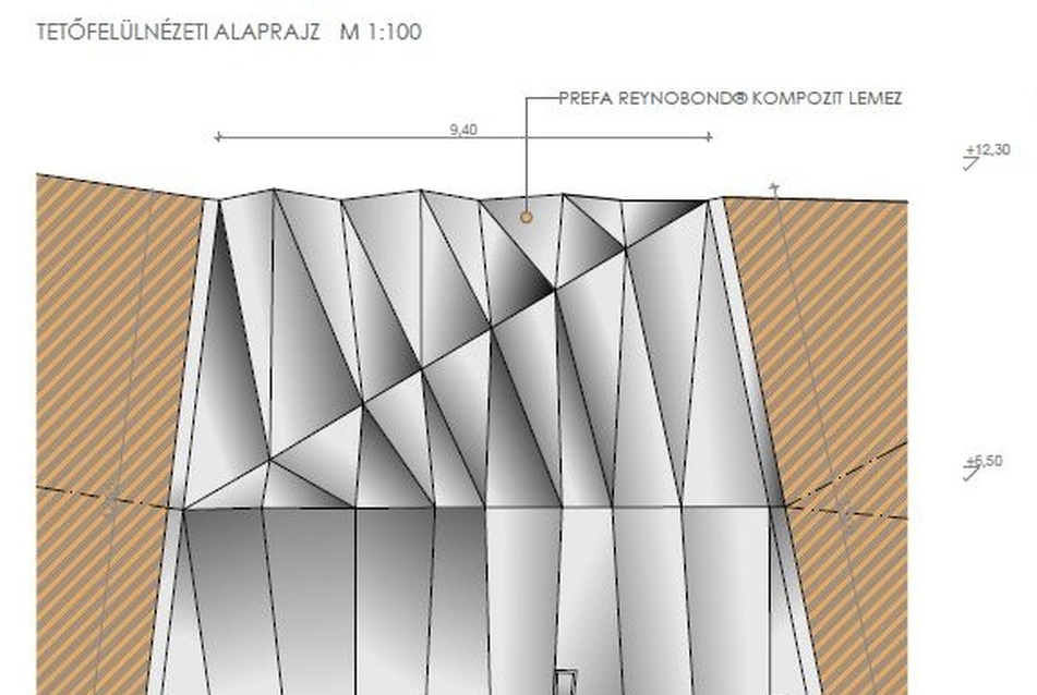 Kiemelt dicséretben részesült terv („B”) kategóriában Borosné Kovács Marina győri „Origami” lakóház tervéért.