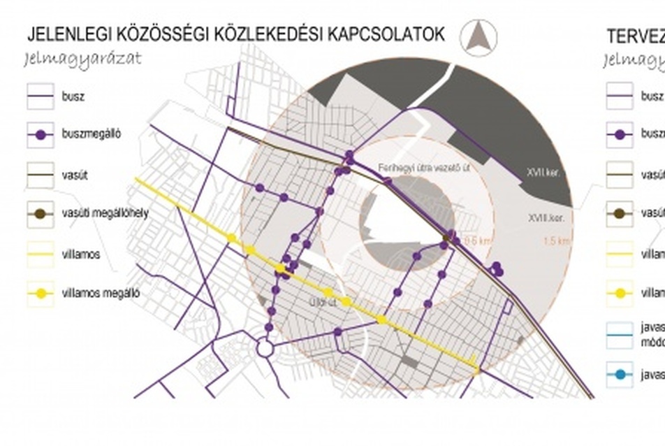 A Kavicsbánya tágabb környezetének közösségi közlekedési kapcsolatai