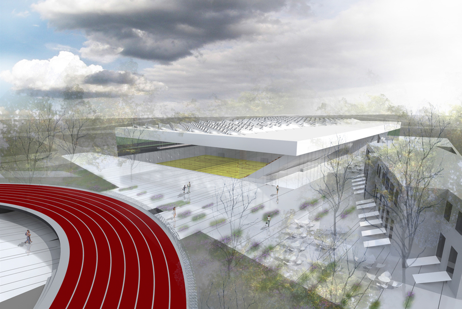 NKE Sportközpont, a BORD Építész Stúdió megvételt nyert terve