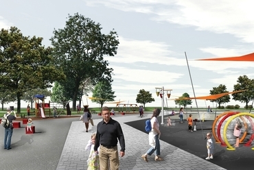 Vízi és hagyományos játszótér látványterve