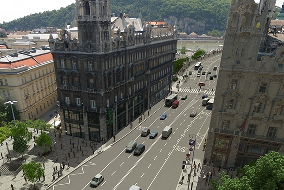 Ferenciek tere – központi térész felülnézetből © Város-Teampannon Kft. 