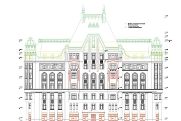 A Kossuth téri homlokzat terve, forrás: Bánáti Béla