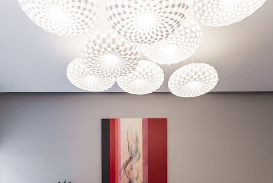 Egyedi lámpaegyüttes – Casati Hotel Budapest, Recepció 2012, fotó: Batár Zsolt
