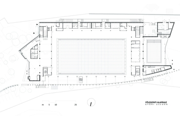 földszinti alaprajz - győri uszoda - tervező: Bodrossy Attila 