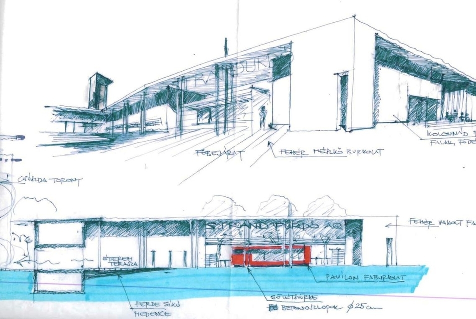 A strand főbejárata - Aquaticum Strandfürdő ötletpályázat - építész: Artonic Design 