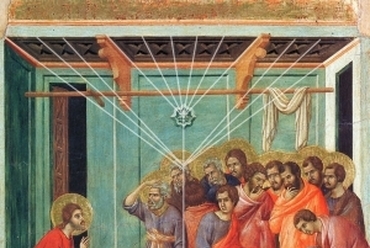 Duccio di Buoninsegna: Lábmosás (Lavanda dei piedi), 1308-11, tempera és fa, Siena, Museo Opera del Duomo