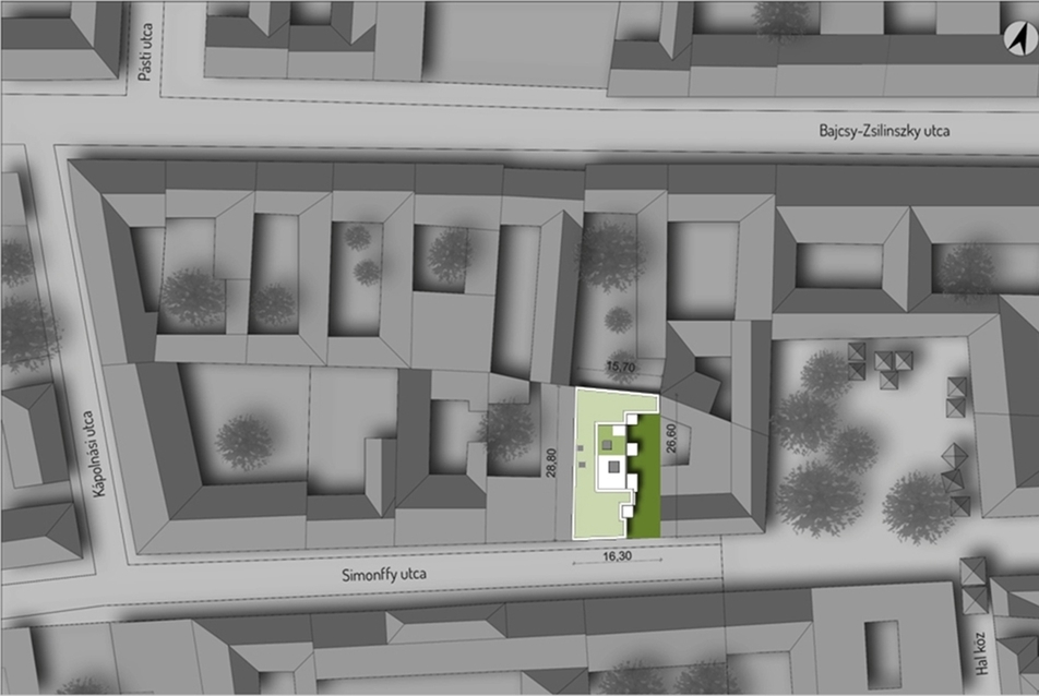 Cohousing, Debrecen - Helyszínrajz - tervező: Kiss Tamás