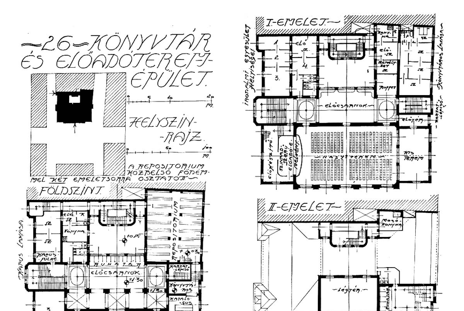 Könyvtár- és előadóterem épületek alaprajzi megoldásai