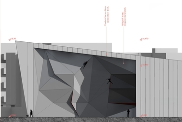 Sportmászó Központ, Debrecen - északi homlokzat - tervező: Szarka Gábor
