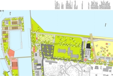helyszínrajz a kikötőhöz kapcsolódó keleti parti szakasz (Petőfi sétány) kialakításáról - nyugat m1:1000
