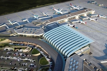 látványterv a Liszt Ferenc repülőtér új mólójáról - építész: Tima Zoltán (KÖZTI) - forrás: MTI
