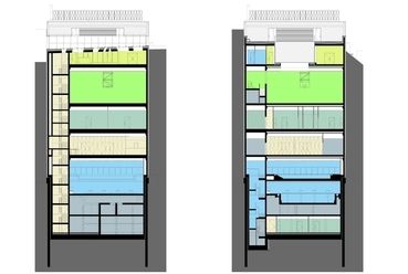 A-A é B-B keresztmetszet - Belvárosi Sportcsarnok - építészek: Skardelli György, Borbély András
