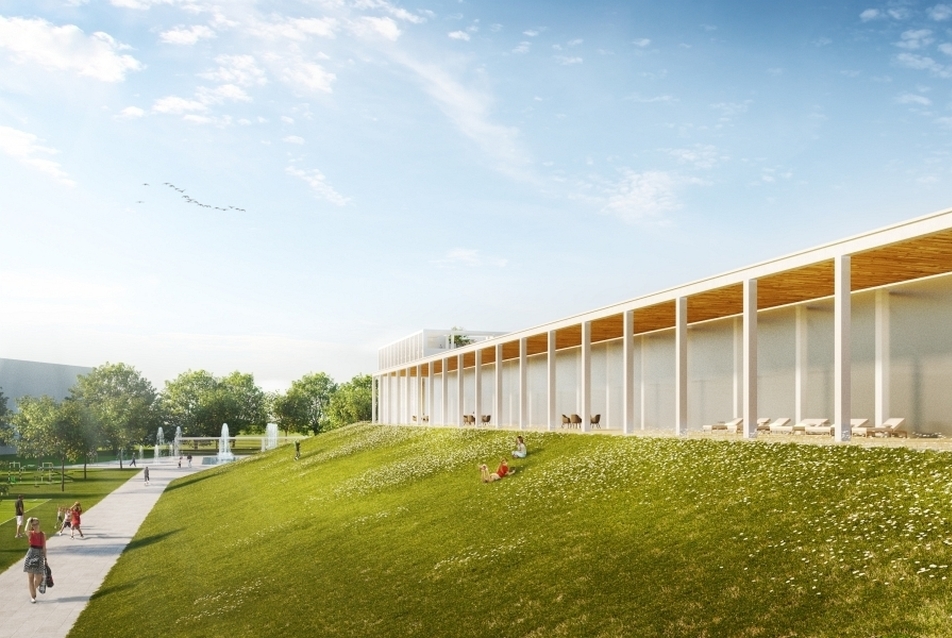 Sportkomplexum ül a fűben - a Kerepesi úti Sportpark pályázat 2. díjas terve