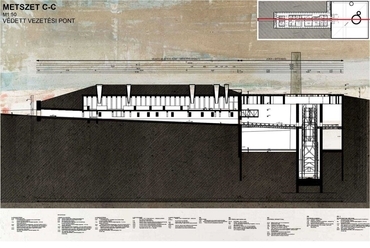 Védett Vezetési Pont, metszet - tervező: Barna Bettina