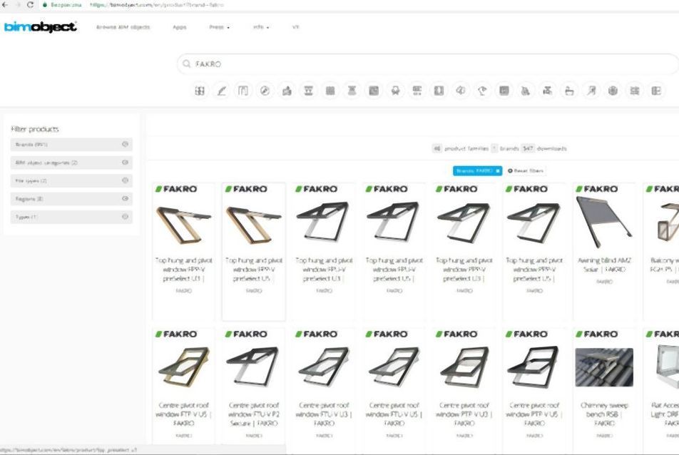 FAKRO termékek a BIMobject.com portálon