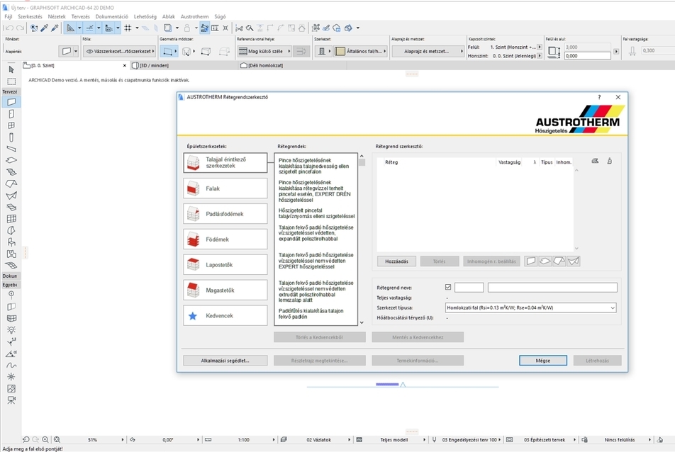 Austrotherm anyagok az ArchiCAD-ben