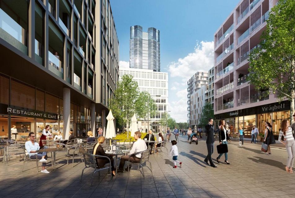 BudaPart Shopping street - tájépítészet: s73