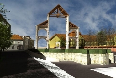 Látványterv a székesfehérvári rommezőre tervezett felépítményről 2009-ben, fotó: epiteszforum.hu