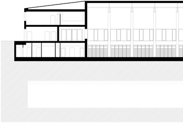 Árpád-házi Szent Margit Római Katolikus Iskola tornaterme - építész: Fejérdy Péter, Bartók István -  C-C metszet