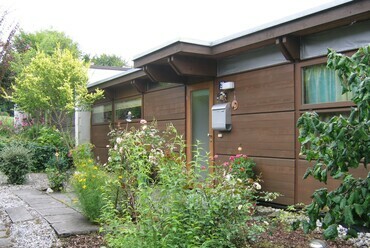 Rudolf Wäger: Ruhwiesen lakónegyed, Schlins, 1971–1973. Homlokzati részlet. Kép © Architekturzentrum Wien