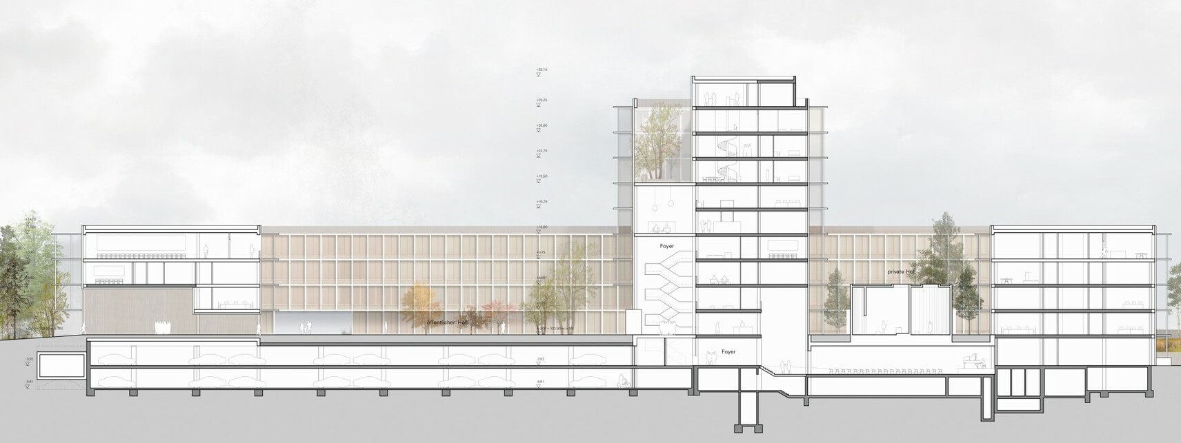 A Carmody Groarke és a Riehle+Assoziierte GmbH első díjas terve a nürnbergi evangélikus campusra. Kép: Evangelisch-Lutherische Kirche in Bayern