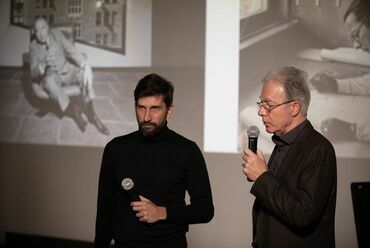 Ferkai András és Kozlov Sándor a Bauhaus100 előadáson Moszkvában a Magyar Kulturális Központban  2019 novemberében