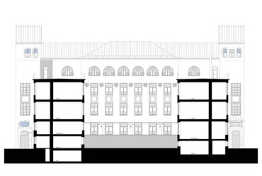 Az AKG Általános Iskola és Gimnázium, metszet - terv: Fló Architects