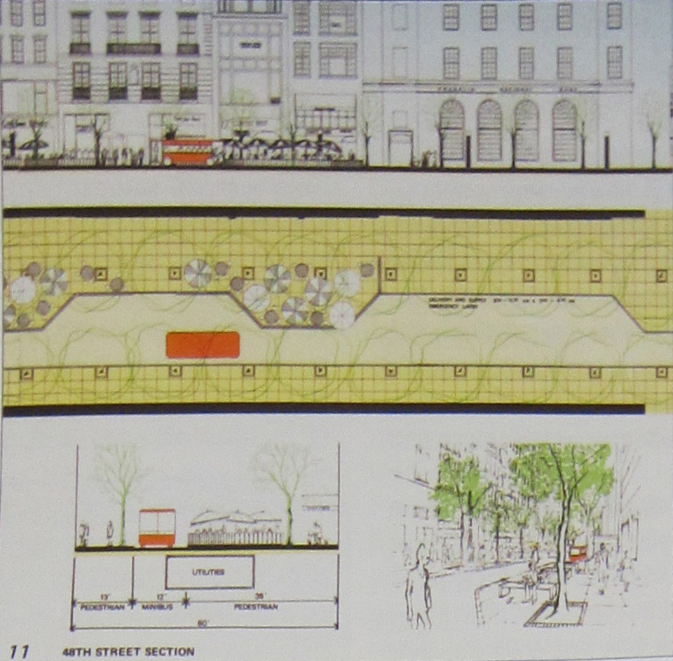 Manhatten forgalmának tanulmányozása, New York 48. utca és a Ginkelvan terve, 1970. Forrás: Centre Canadien d’Architecture