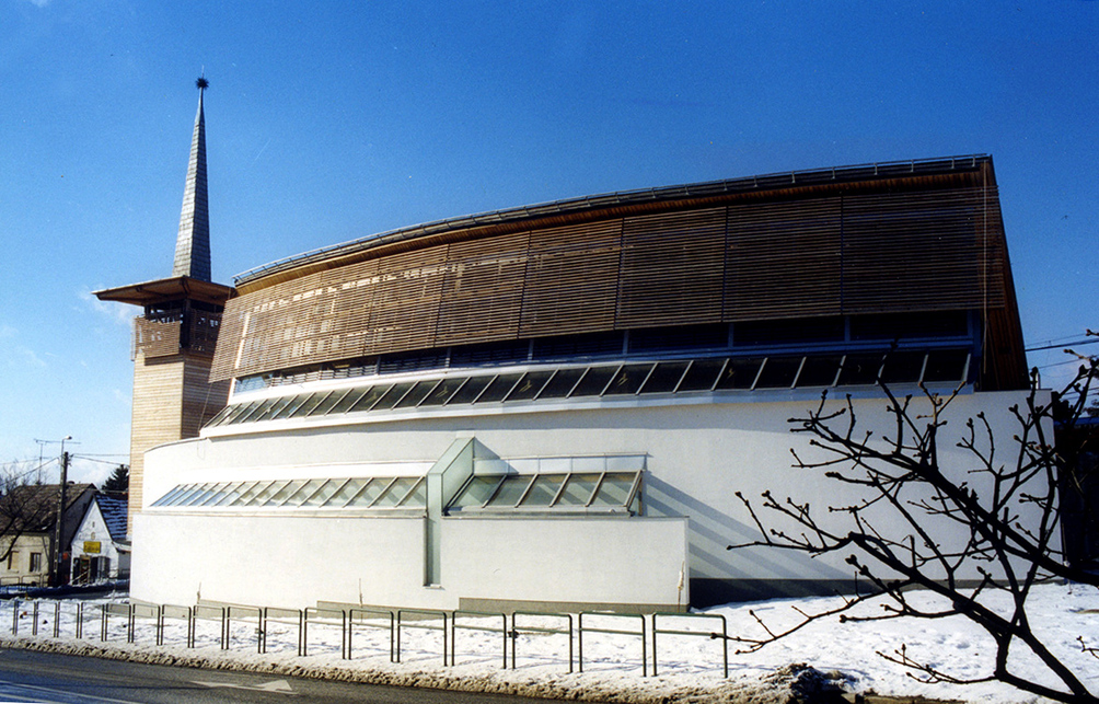 Református templom, Budakeszi, Építészet: Basa Péter - BFI Építész Kft., 1994-1996, 1996-1999, Kép forrása: hazai.kozep.bme.hu