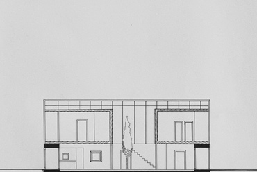 Nour Hamdan - Családi ház, hosszmetszet, Lakóépülettervezés