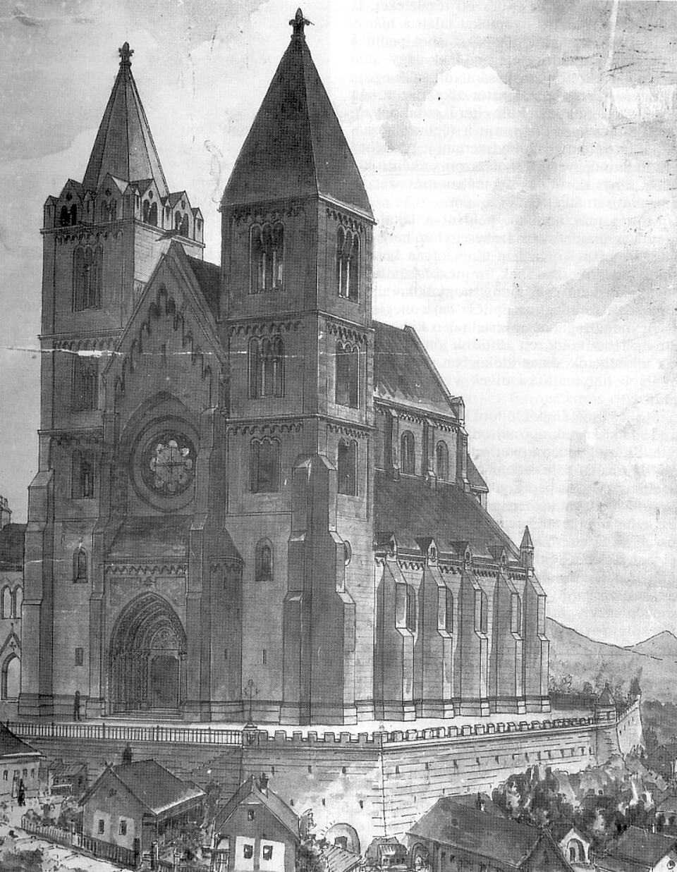 Sztehlo Ottó rekonstrukciós rajza a zsámbéki templomromról 1922-ből, Forrás: muvtori.btk.ppke.hu