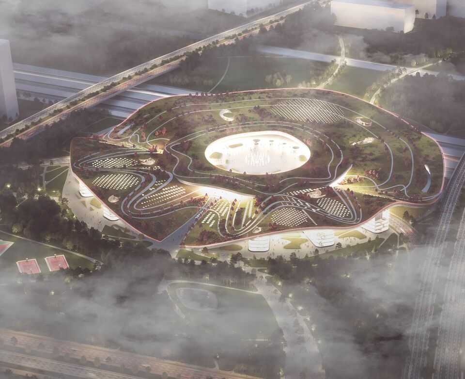 Xian új pályaudvara, nemzetközi tervpályázat. Építészet: LAB5 architects. Látványterv: AXION visual