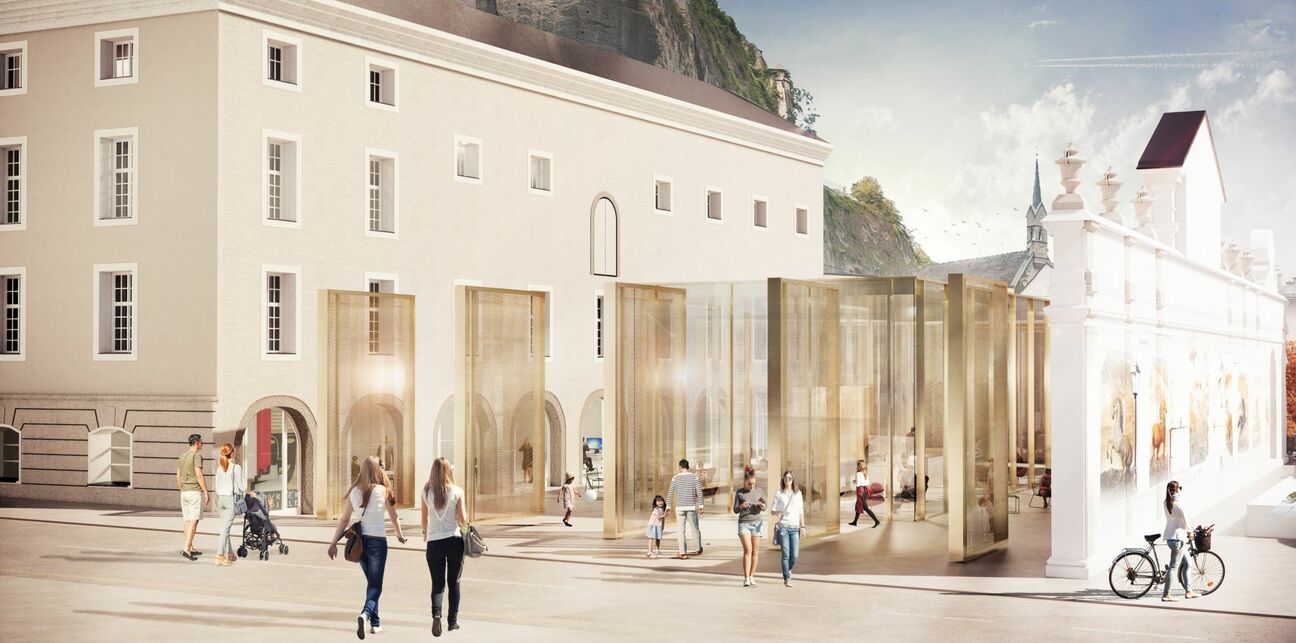 A Marte.Marte építésziroda terve a Salzburger Festspiele új központjára. Kép: Marte.Marte – Salzburger Festspiele