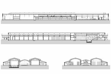 Operaház Eiffel Műhelyház és Próbacentrum, metszet - terv: Marosi Miklós / KÖZTI 