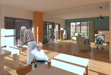 Vadsø demensotthon és napközi foglalkoztató központ. Közös konyha és nappali. Kép: NITEO