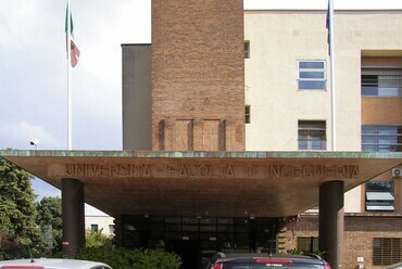 Bologna, La Facolta di Ingegneria, bejárat, Porta Sarragoza, Viale Risorgimento, parco dell