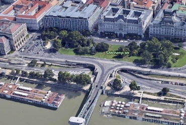 A Széchenyi tér zöldje a Google Earth műholdképén