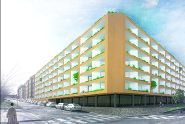 Residence Vysocany 250 lakásos társasház terve. Építészet: BIVAK